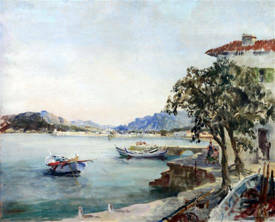 § Francis Russell Flint (1915-1977) Still of the Evening, Puerto Polluna 20 x 24in.